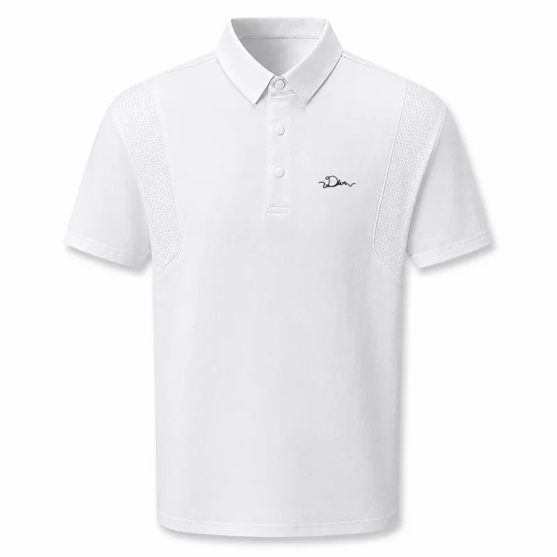 men's summer short sleeved sports polo shirt letter printed breathable t-shirt with air holes casual fashionable men's clothing
