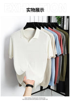 100%  Lyocell Knitwear 2025 Men Spring Summer Trendy Turn Down Collar Knit Tees Short Sleeve Breathable Knit Tops