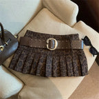 Leopard Print High-Waist Short Skirt Women'S Y2k Sexy Hot Girl New Slim Pleated Skirts Aesthetic High Street Retro A-Line Skirt
