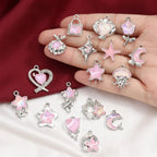 10pcs Mix Gothic Charms Pendants Crystal Glass Heart Dangle Charms Hang Ornament for DIY Keychain Necklace Jewelry Making