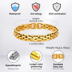 Gold Color Men's Chain Bracelet,Hiphop Stainless Steel Chunky Chain Wristband,Rock Punk Jewelry Gift for Dad Son BBF Him