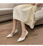 Beige Pointed Toe Kitten Heel Pumps Slip On Dress Shoes Comfortable Non Slip For Business Office Wedding Party Daily Wear  New