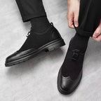 2026 New Men's Soft Leather Shoes Sandals Business British Style Groom Wedding Suit Perforated Breathable Anti-Slip