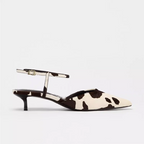 AIYUQI Women Sandals Genuine Leather Summer Women Mid Heels Horse Leather Leopard Print Women Sandals Large Size Pointed Toe