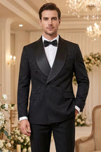 luxury 2-piece suit set men's party outfit high-end double breasted business casual suit groom's wedding dress shawl collar
