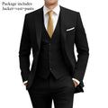 Men's 2 Piece Suit Set Solid Color Elegant Wedding Formal Business Dress Blazer Vest Pants Classic Tuxedo for Party Groomsmen