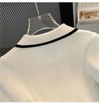 Ice silk knitted short sleeved T-shirt for women's summer 2024 new fashionable and stylish polo shirt top