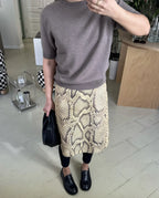 Tossy Snakeskin Printed Fashion Skirt Women's High Waist Slim Contrast Patchwork Commute Streetwear Female Vintage Y2k Skirt