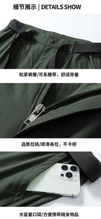 Men's 2 in 1 Convertible Hiking Pant Quick Dry Elastic Outdoor Running Cargo Trouser Summer Waterproof Fishing Camping Plus Size
