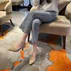 Beige Pointed Toe Kitten Heel Pumps Slip On Dress Shoes Comfortable Non Slip For Business Office Wedding Party Daily Wear  New