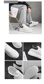 Men's breathable lightweight white shoes spring summer soft-sole comfort walking casual shoes fashion student sports baord shoes