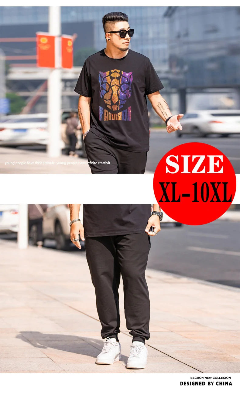 Mens Joggers Pants Summer Streetwear Oversized Black Loose Fit Casual Trousers Plus Size Elastic Waist Baggy Sweatpants Male