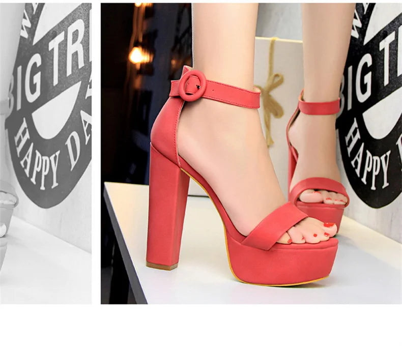 Brand Elegant Sandals Women High Heels Pumps Super High Heel 13cm Women'S Banquet Sandals Waterproof Platform Toe Sandals