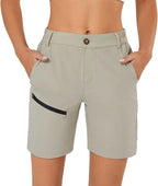 Women's Hiking Cargo Shorts Quick Dry Nylon Shorts Summer Travel Active Golf Shorts with 6 Pockets Water Resistant