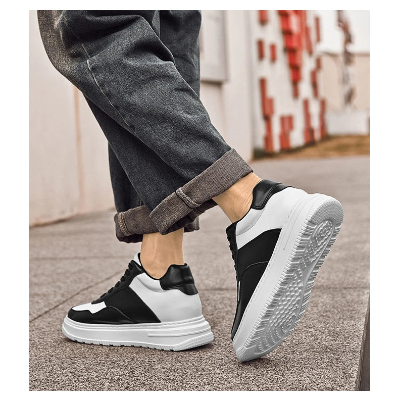 Men Genuine Leather Height Increasing Elevator Shoes Men non-slip BreathableElevator shoes Man Sneakers Comfortable Casual Shoes