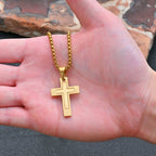 Cross Pendant Necklaces for Men Boys,Waterproof Stainless Steel Necklace,Christian Religious Faith Prayer Jewelry Gift