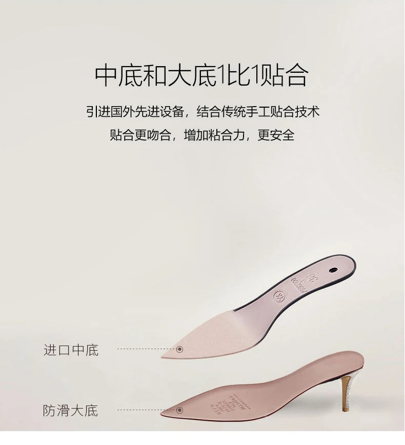 French style gray patent leather patchwork design with a sense of autumn new style pointed toe slim heel high heels for women