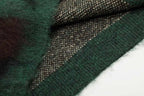 Men's Brand Loose Casual Knitted Sweater American Letter Contrasting Color Seahorse Hair Crew Neck Long Sleeve Sweater Trendy