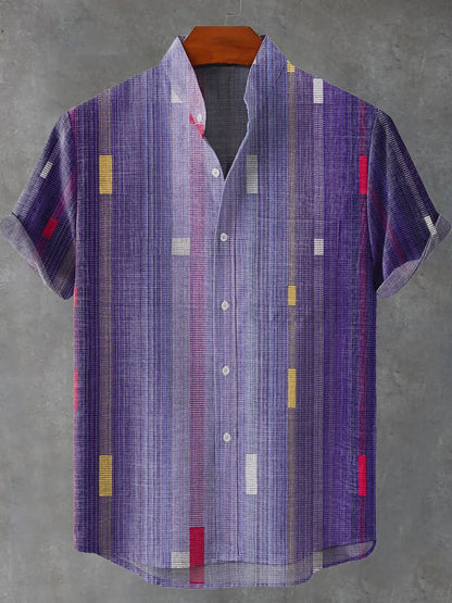 3D digital printing image of linen short sleeved shirt, designed for men's party atmosphere, casual style, retro men's shirt