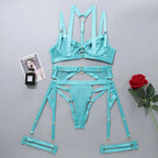 Toucheart Strap Cross Sexy Lingerie Body Shaping Separates Set Women Solid Color Sexy Hollow Out Underwear Metal Sheet Bra Set