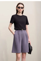 Amii Women's Shorts 2026 Summer New Commuter Versatile Pleated Loose Pants Women's Wide-leg Casual Five-point Pants 12622017