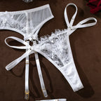 Tornova 4 Piece Sexy Lingerie Set for Women Mesh and Lace Sexy Perspective Push-up Solid Color Lace Hollow Out Underwear Set New