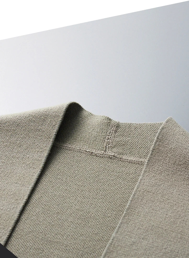 Autumn And Winter New Casual Wool Knit Cardigan Men's Fashion V-Neck Solid Color Shirt Loose Sweater Coat