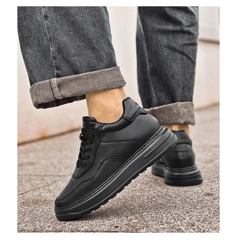 Men Genuine Leather Height Increasing Elevator Shoes Men non-slip BreathableElevator shoes Man Sneakers Comfortable Casual Shoes