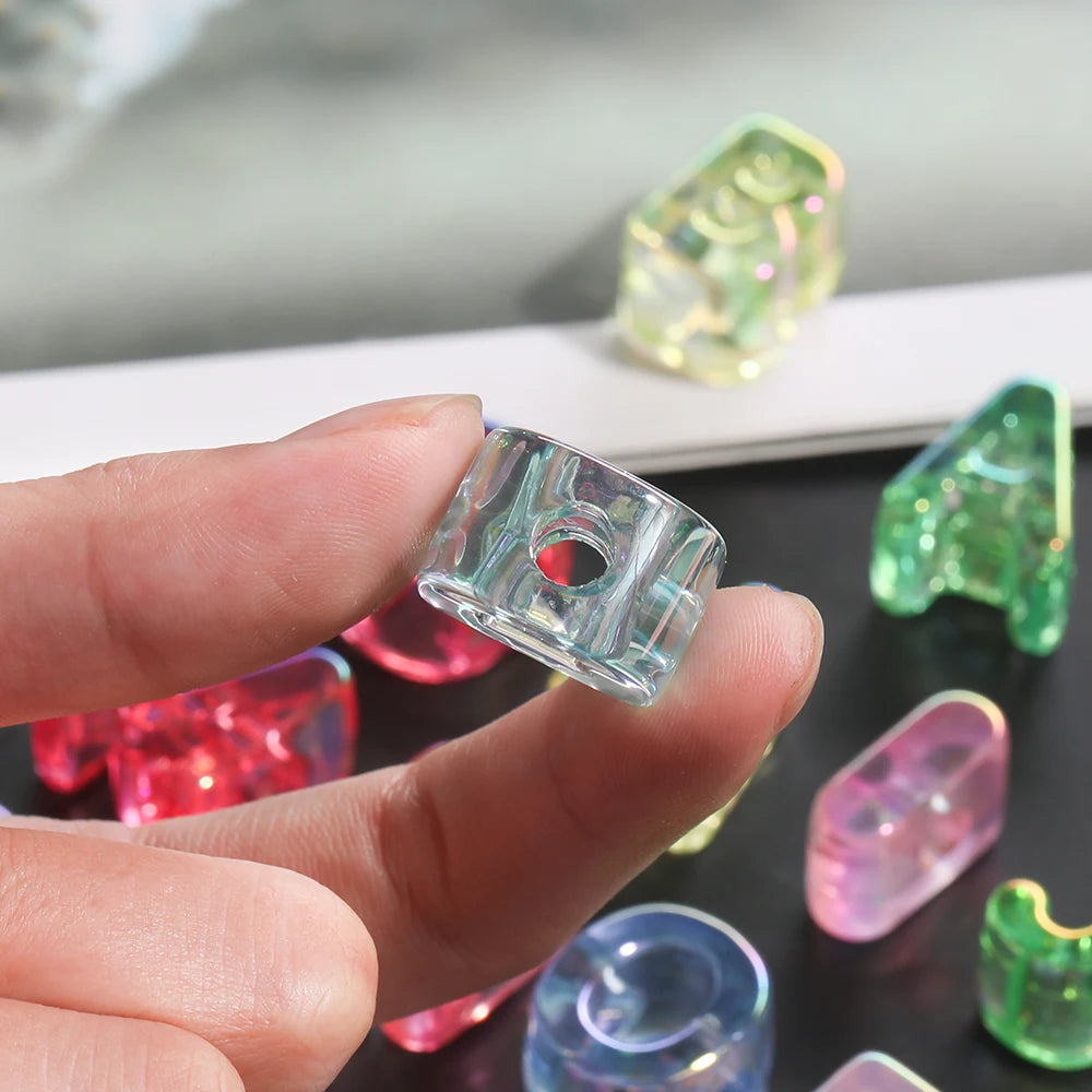 5pcs/lot Multicolour Random Letter Beads Acrylic Transparent Alphabet Bead For Jewelry Making DIY Necklace Keychain Accessories