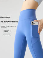 Women's Pockets Yoga Pants Cloud Touch Ice Silk Shark Leggings High Waist Tummy Control Butt Lifting Sports Leggings  Running