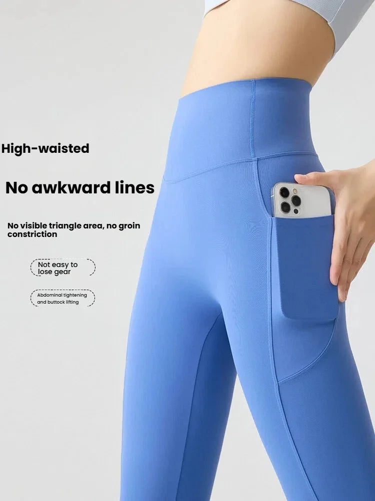 Women's Pockets Yoga Pants Cloud Touch Ice Silk Shark Leggings High Waist Tummy Control Butt Lifting Sports Leggings  Running