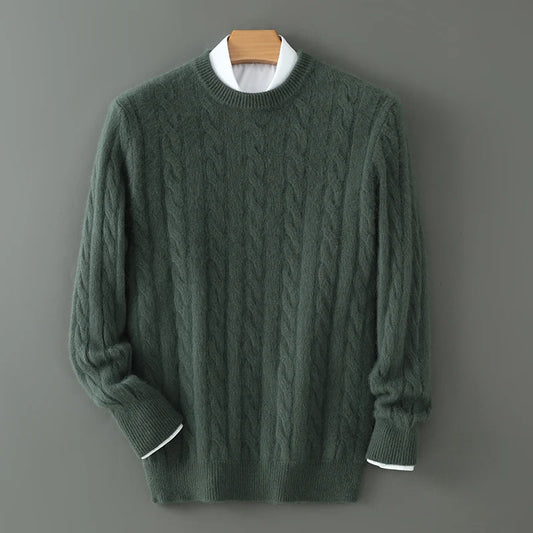 Men's thick cashmere sweater 100% pure cashmere round neck cashmere sweater 2024 new spring and winter knit base shirt