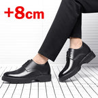 New Men Hollow Summer Platform High Heel 5/8/10 CM Height Growth Formal Men Derby Leather Shoes Man Wedding Dress Shoes Elevator