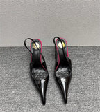 Women's Designer Heels Patent Leather Pointed Toe Sculptural Thin High Heels Sandals Pumps Runway Chic Luxury Party Dress Shoes