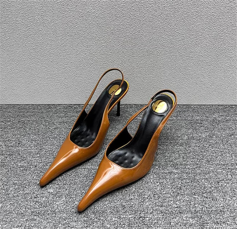 Women's Designer Heels Patent Leather Pointed Toe Sculptural Thin High Heels Sandals Pumps Runway Chic Luxury Party Dress Shoes
