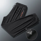 Men's Summer Ice Silk Jogger Sweatpants Zipper Pockets Breathable Running Gym Workout Athletic Mesh Pants Drawstring Design