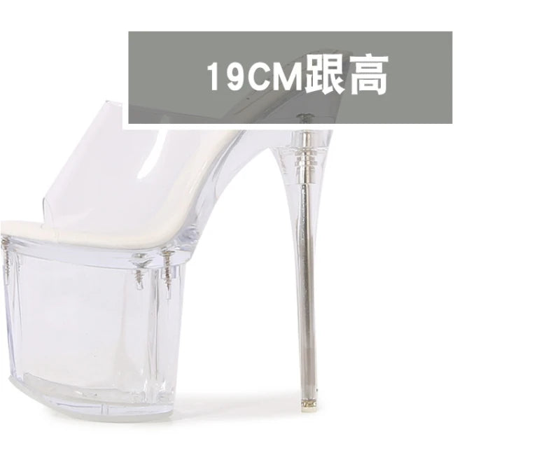 Fashion Crystal Car Model Nightclub Princess Extra Slim Heels Waterproof Platform Hatred Sky High Transparent Super High Sandals