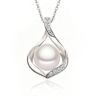 Real Natural Freshwater Black Pearl Pendant Women,Cute 925 Silver Pearl Necklace Mother Wife Birthday Gift White Pink