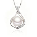 Real Natural Freshwater Black Pearl Pendant Women,Cute 925 Silver Pearl Necklace Mother Wife Birthday Gift White Pink