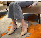 Beige Pointed Toe Kitten Heel Pumps Slip On Dress Shoes Comfortable Non Slip For Business Office Wedding Party Daily Wear  New