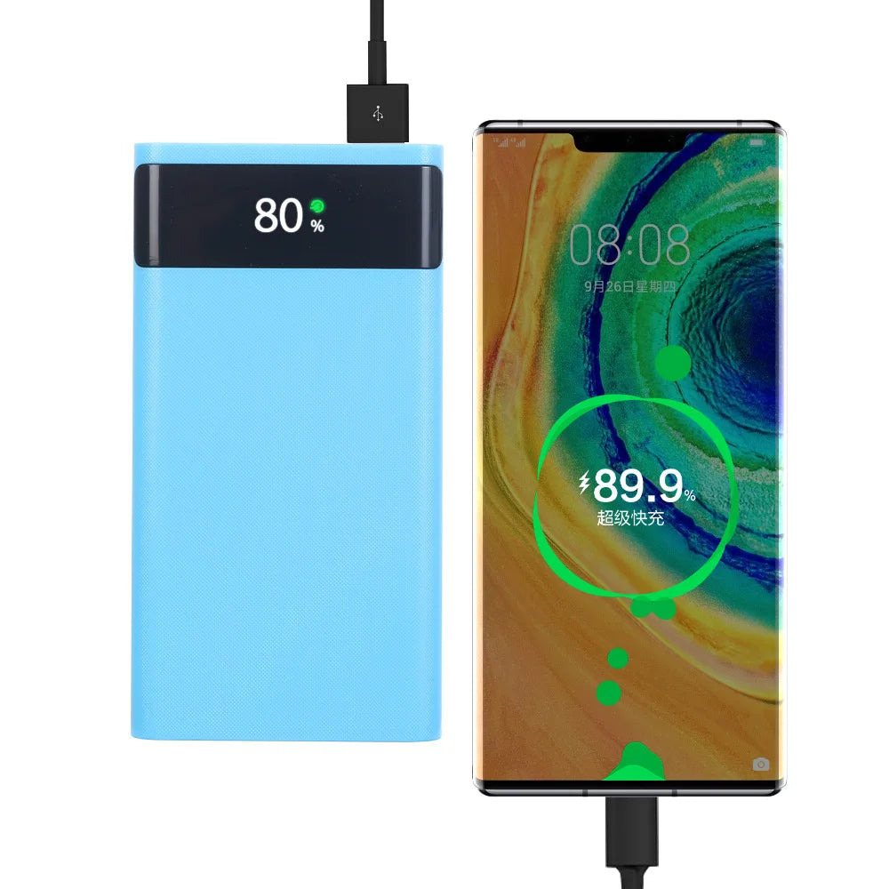 10W 18W 6*18650 Power Bank Battery Box Holder Dual USB Type C Micro 22.5W Fast Charge Shell With Led Lights 18650 Battery Cases