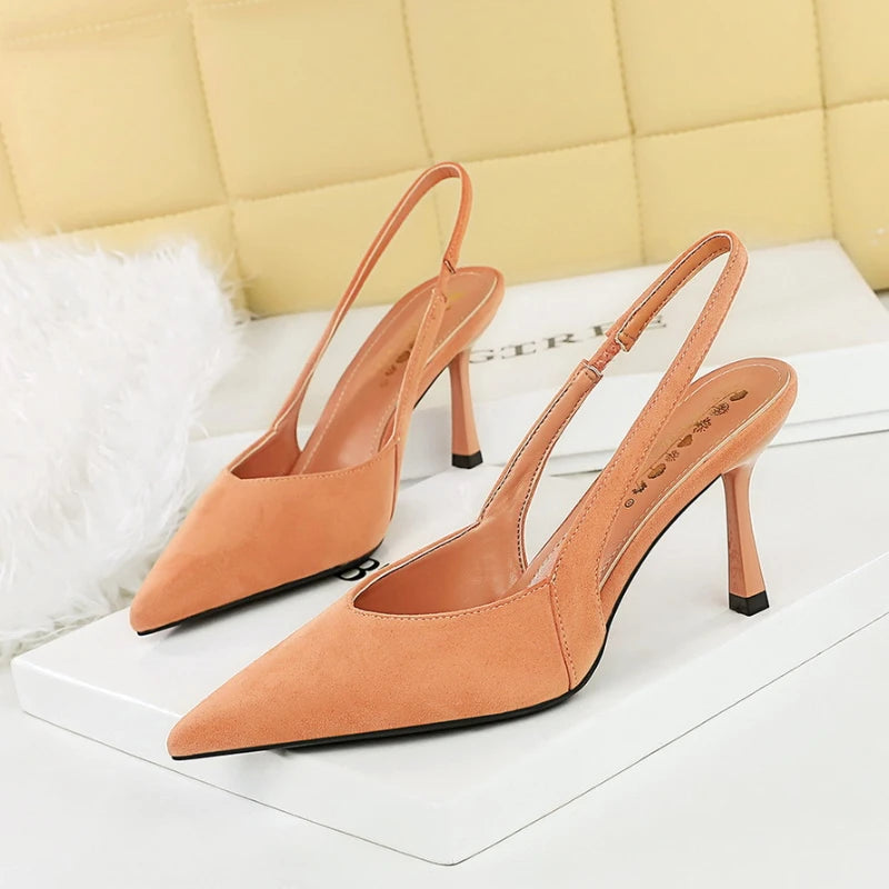 Fashionable Banquet Empty High Heel Shoes For Women's Shoes Thin Heel Pointed Toe Hollow Single Shoes For Women's Shallow Mouth