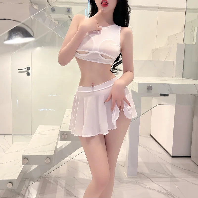 NEWJOINFUN Korean Japan Girls Style Fashion Pleated Mini Skirts XL High Waist Black White A Line Short Skirt for Women Christmas