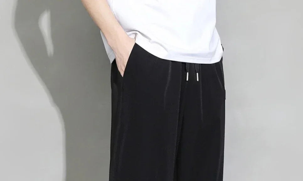Trousers Straight Plain Wide Leg Draped Thin Male Sports Pants Summer Sport Slacks Xxl Jogger Big Tall Man Men's Sweatpants