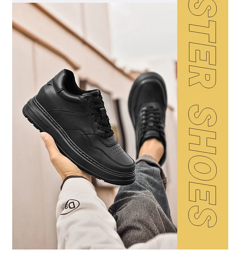 Men Genuine Leather Height Increasing Elevator Shoes Men non-slip BreathableElevator shoes Man Sneakers Comfortable Casual Shoes