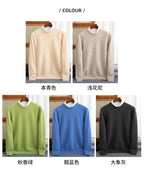 Autumn And Winter 100% Pure Wool Men's Round Neck Thick Solid Color Sweater Business Casual Knitting Bottoming Shirt