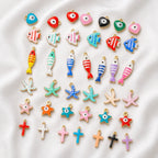 20pcs Stainless Steel Enamel Charms Mixed Moon Star Cross Fish Animal Charm Pendant DIY for Necklace Bracelet Jewelry Making