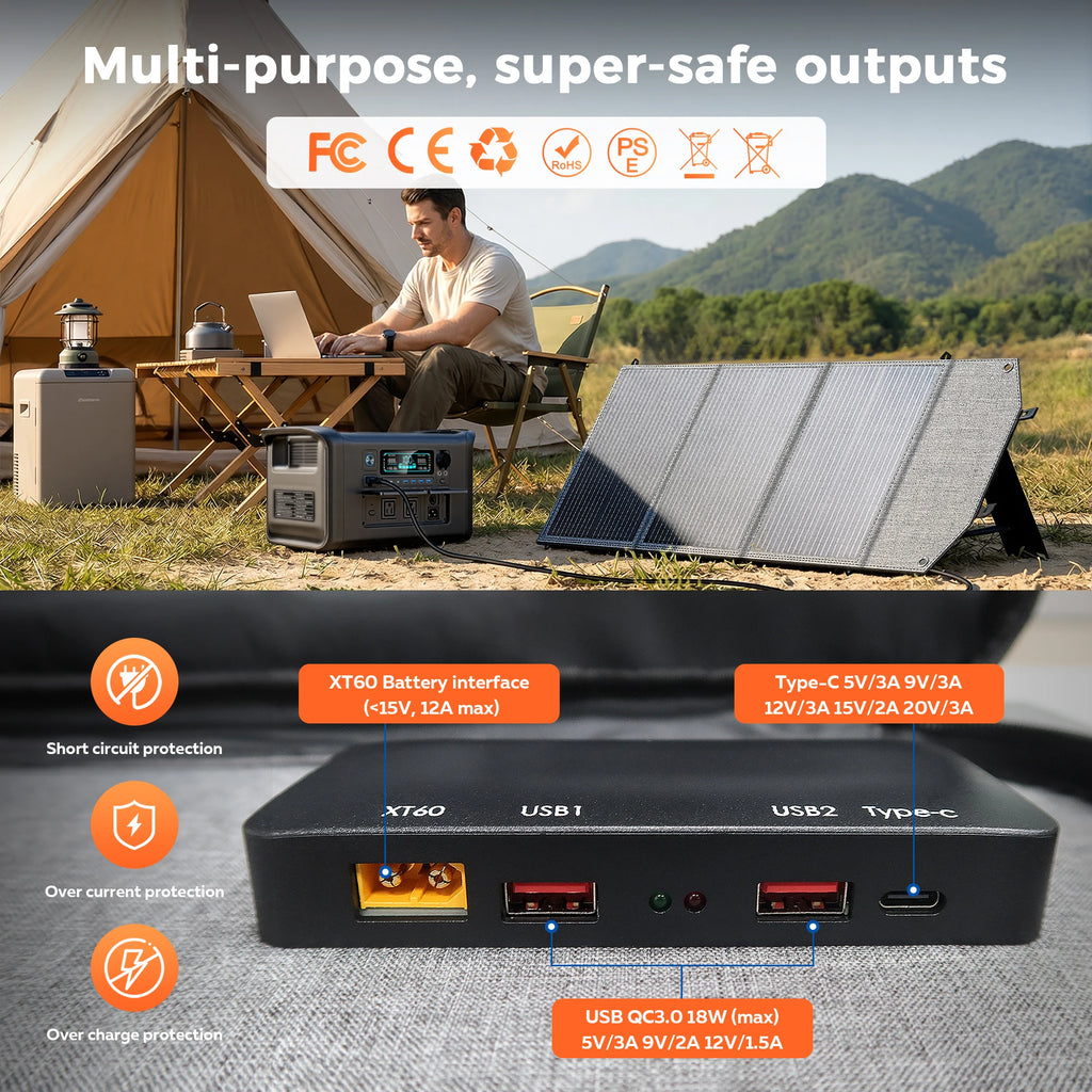 CTOLITY AXP200 Solar Generator Portable Mobile Power Station 200W 192Wh 60000mAh Lifepo4 Battery  for Outdoor Camping RV Home