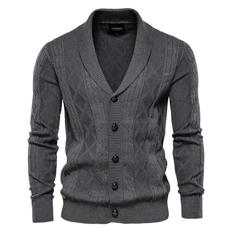Men Cardigan Casual V-Neck Long Sleeve Sweater Men Coat