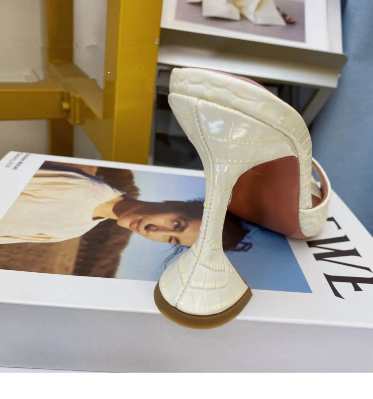 Europe and The United States 2023 Summer New Fish Mouth Shallow Mouth Half Slippers High Heels Women